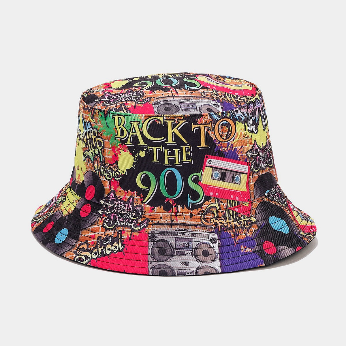 Wholesale  classic 80 90party fisherman hat men's and women's fashion positioning graffiti double-sided basin hat tide